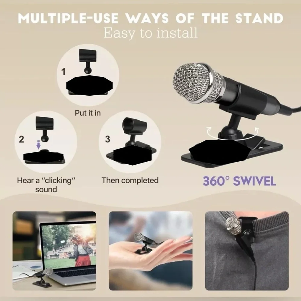 Mini Microphone, Karaoke Microphone for Voice Recording Interview, Portable NWT